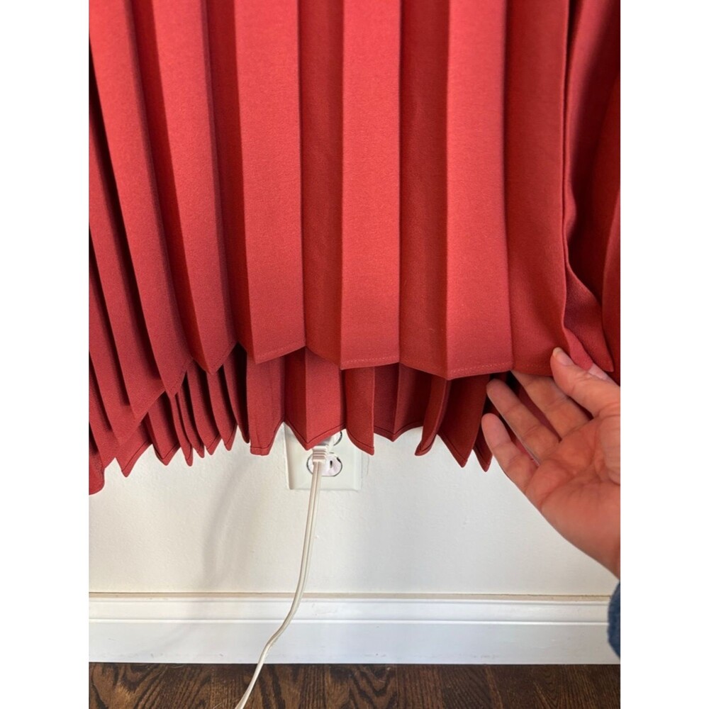 J. Jill women’s pleated V-Neck burnt orange rust Sleeveless Dress Brick Red SM - Picture 6 of 14